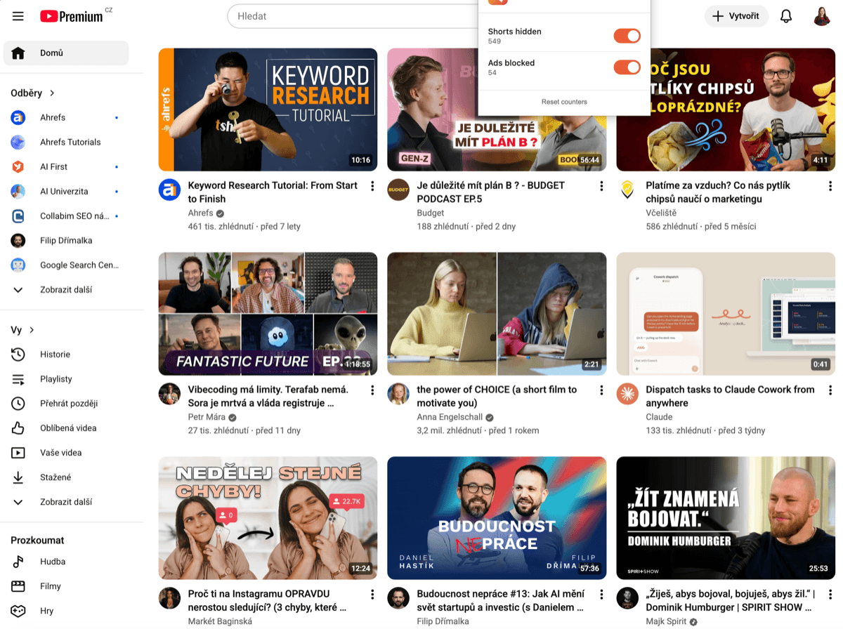 Screenshot — Clear YouTube